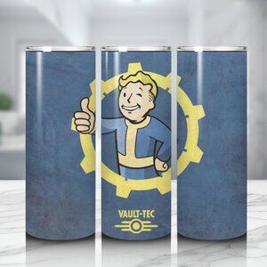 Fallout 20oz Tumbler 🎮 Vault-Tec Vibes 💛 + Metal Straw